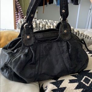 Lucky Black Leather Satchel